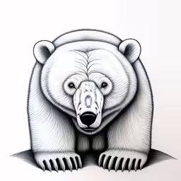 an animal is in front of a white wall,a bear that is sitting on some kind of ground