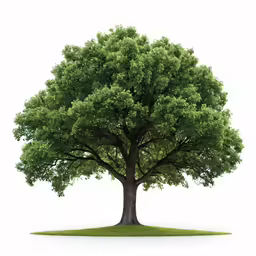 a tree in the shape of a circle on green grass