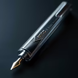 a fountain pens with a gold trim, sitting on black background