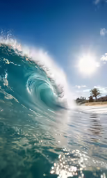 a large wave in the middle of the ocean