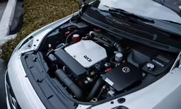 the hood of a car that has an engine