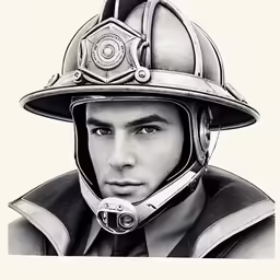 a portrait of a man in a fireman helmet