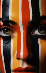 a woman with her face painted like the star wars star