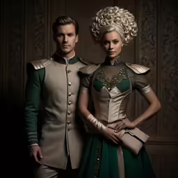 a couple posing in formal clothes for the camera