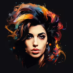 the woman has colorful hair and eyes