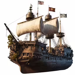 there is a statue of a sailing ship that looks like it has one flag on it