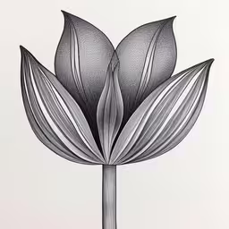 a drawing of a flower with long petals