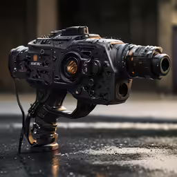 a close up of a camera on the ground