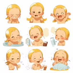 various images of a baby that is crying