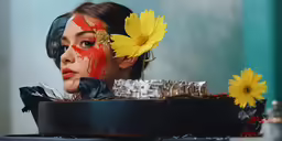 an image of a woman that has flowers in her hair