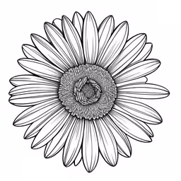 an ink drawing of a large sunflower flower,a black and white drawing of a flower