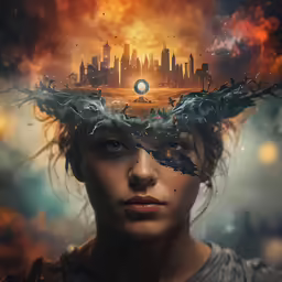 an image of a woman in a surreal photo