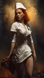 an artistic painting of a woman dressed in steam punk clothing and a hat