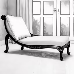 a modern daybed that is sitting in front of a wall