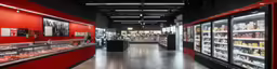 a large wine store with a lot of different wines in glass case