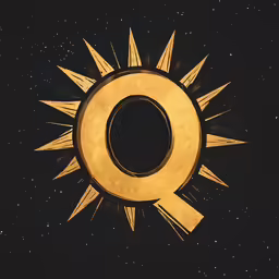 an abstract, black and gold picture of the letter o