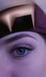 the girl has her eyes open to look at something