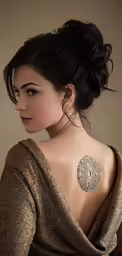 a woman with a long hair is wearing some jewelry