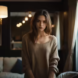 a young woman stands with her hands in her pockets