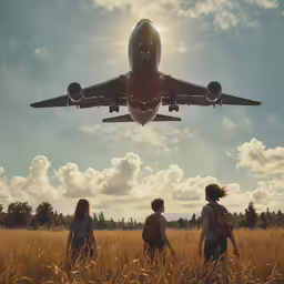 a couple of people that are walking near an airplane