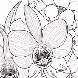 flower image with orchid coloring page,an image of flowers coloring pages for adults