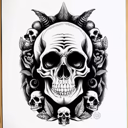 a large print with a skull and roses