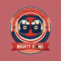the mighty sons logo for an official band,a large sign that reads mighty onions in red, white and blue