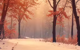 a path in a snowy forest leading to some trees