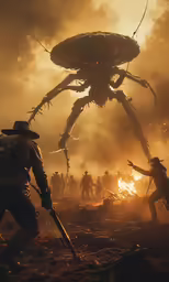 some people are looking at a giant creature