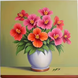 /tmp/FOO1bvwKq.jpg = a white vase holding pink and red flowers
,/tmp/FOO1bvwKq.jpg = painting of an orange and pink flower in a white vase
,/tmp/FOO1bvwKq.jpg = this painting depicts red and pink flowers in a vase
,/tmp/FOO1bvwKq.jpg = the flowers are red and yellow in a white vase
,/tmp/FOO1bvwKq.jpg = a painting of flowers in a white vase
,/tmp/FOO1bvwKq.jpg = a painting of pink flowers in a white vase
,/tmp/FOO1bvwKq.jpg = a painting of red and pink flowers in a blue vase
