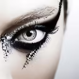 there is an eye with the image of snow on it