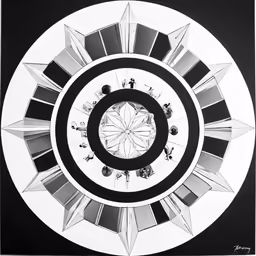a large circle shaped artwork with people in it