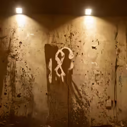 a dirty wall that has some writing on it