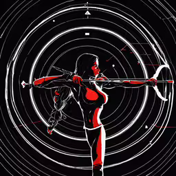 a woman holding an odd looking object over her head,a drawing of a woman with a big gun