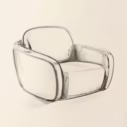 a white chair with a wire edge, with its legs bent inward