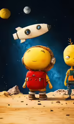 an animation character standing on a rocky desert