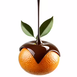 an orange hanging in a syrup style on a vine