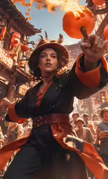 an image of a woman holding up an orange in her hand