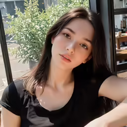 the young woman is posing for a portrait