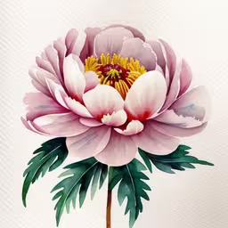 an illustration of the pink flowers with leaves,watercolor painting of flower, white and pink