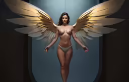 a sexy angel with huge breast wearing a lingerie