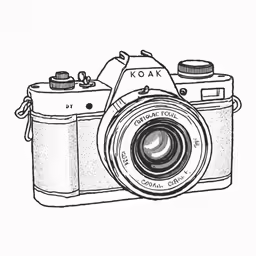 a drawing of a camera that is black and white
