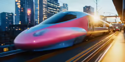 a bullet train that is running on some tracks