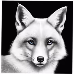 a black and white photo of a little fox