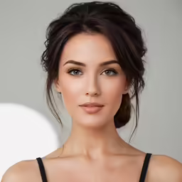 a woman in a black bra smiling for the camera