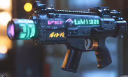 a closeup photo of the gun for a game