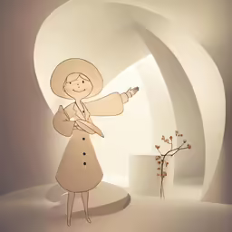 a man is standing in the light, pointing to something