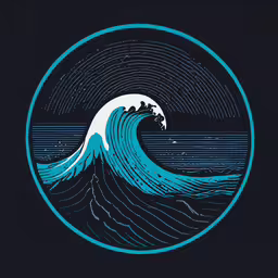 the great wave is a blue color and has white waves,the great wave off shore is shown in this retro art print