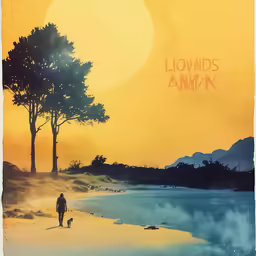 a person walks through a desert with a dog