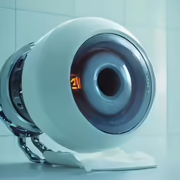 a digital object is attached to a tiled wall